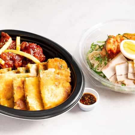 選べるチヂミ＋冷麺＆チキンシェアセット｜薬院でキムチのテイクアウト・デリバリーなら こだわりキムチの横山商店 薬院六つ角店